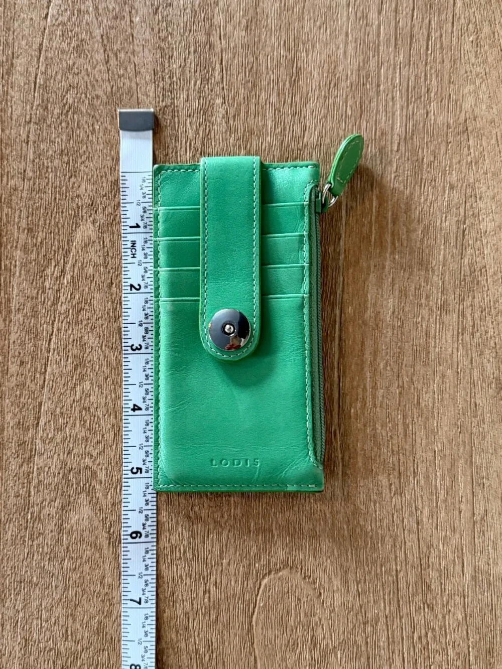LODIS Green Genuine Leather Slim Card Case / Mini Stacker Wallet